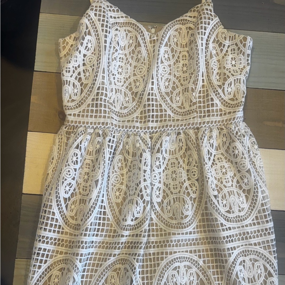 Boston Proper White and Cream Midi Dress